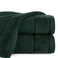 Ręcznik FRIDA bawełniany o strukturze krateczki z szeroką welurową bordiurą - 50 x 90 cm - ciemnozielony 1