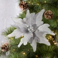 Świąteczny kwiat dekoracyjny z płatkami z wytłaczanego welwetu - 32 x 15 cm - srebrny 1