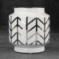 Wazon ceramiczny EMERA z geometrycznym wzorem biało-srebrny - ∅ 12 x 13 cm - biały 1
