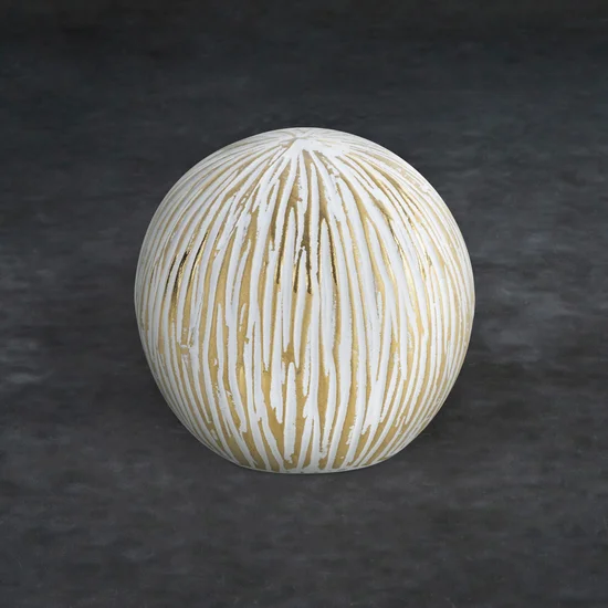 Kula ceramiczna ANISA przecierana biało-złota - ∅ 10 x 10 cm - biały