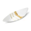 Patera ceramiczna w kształcie łódeczki biało-złota - 34 x 12 x 7 cm - biały 1