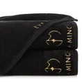 EVA MINGE Ręcznik GAJA z bawełny frotte z welwetową bordiurą i haftem z logo kolekcji - 50 x 90 cm - czarny 1