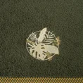 Ręcznik  PALMS bawełniany z haftowaną bordiurą w egzotyczne liście - 50 x 90 cm - oliwkowy 2