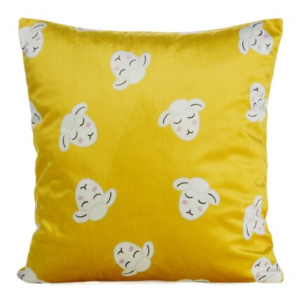 DESIGN 91 Poszewka welwetowa KIDS 4 z motywem słodkich baranków 45 x 45 cm musztardowy,biały | Eurofirany