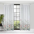 Zasłona DOLLY z półtransparentnej etaminy  z nadrukiem malowanych pędzlem kwiatów - 140 x 270 cm - biały 2
