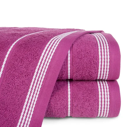 Ręcznik kąpielowy 50x90 cm bawełniany kolor fioletowy ze stębnowaną bordiurą 500 g/m2 MIRA Ręcznik kąpielowy 50x90 cm bawełniany kolor fioletowy ze stębnowaną bordiurą 500 g/m2 MIRA - 50 x 90 cm