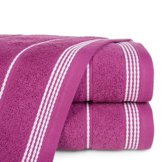 Ręcznik z bordiurą w formie sznurka - 70 x 140 cm - fioletowy