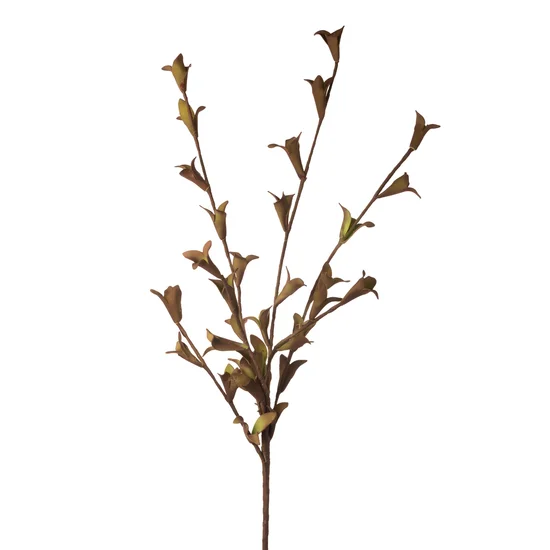 GAŁĄZKA OZDOBNA z kwiatami, kwiat sztuczny dekoracyjny - 92 cm - zielony