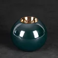 Świecznik ceramiczny AMORA 2 o lśniącej powierzchni ze złotym detalem, kulisty - ∅ 12 x 11 cm - zielony 1