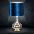 Lampa stołowa KIM na podstawie z przezroczystego szkła z granatowym abażurem z lśniącego welwetu - ∅ 32 x 61 cm - granatowy 1