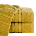 EUROFIRANY PREMIUM Ręcznik MILA  z włókien bambusowych z  bordiurą tkaną w ozdobne pasy 3D - 50 x 90 cm - musztardowy 1