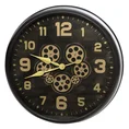 Dekoracyjny zegar ścienny w stylu vintage z ruchomymi kołami zębatymi - 61 x 11 x 61 cm - czarny 1