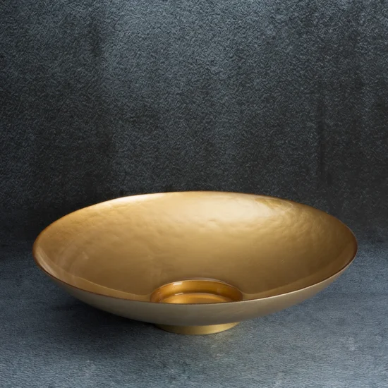 Misa ze szkła artystycznego złota - ∅ 35 x 9 cm - złoty