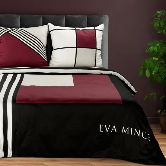 EVA MINGE Komplet pościeli EVA 09 z najwyższej jakości makosatyny bawełnianej z designerskim nadrukiem geometrycznym - 220 x 200 cm - różowy