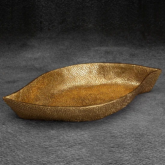 Patera dekoracyjna złota w formie łódki - 35 x 19 x 6 cm - złoty