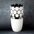 Wazon ceramiczny EMELIA zdobiony ażurowym wzorem w geometryczne kółka podkreślone srebrnym odcieniem - ∅ 15 x 33 cm - biały 1