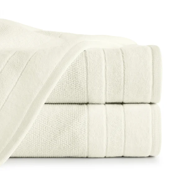 Ręcznik z drobną fakturą i miękką welwetową bordiurą - 30 x 50 cm - kremowy