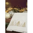 Ręcznik świąteczny SANTA 21bawełniany z haftem z choinkami i drobnymi kryształkami - 50 x 90 cm - biały 4