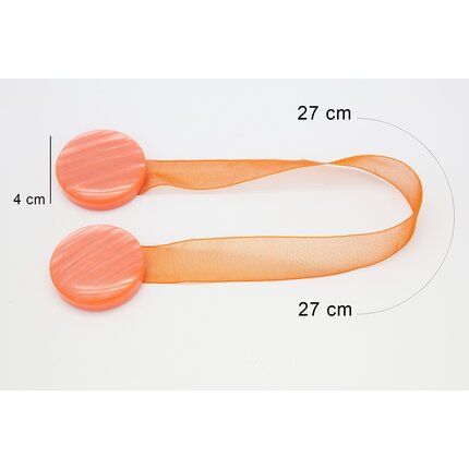 Upinacz dekoracyjny do firan i zasłon z magnesem 27 cm pomarańczowy