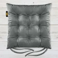 Dwustronna welwetowa poduszka siedziskowa na krzesło z dziewięcioma pikowaniami, gramatura 260 g/m2 - 40 x 40 x 6 cm - popielaty 1