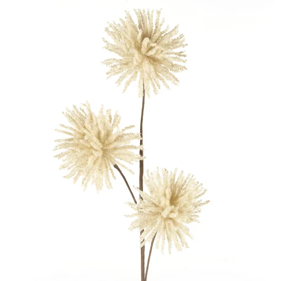GAŁĄZKA Z DMUCHAWCAMI kwiat sztuczny dekoracyjny - 60 cm - kremowy