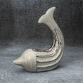 Delfin - ceramiczna figurka dekoracyjna - 19 x 8 x 22 cm - srebrny 1
