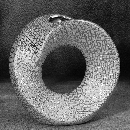 Zdjęcia - Figurka / świecznik Wazon ceramiczny RISO z drobnym błyszczącym wzorem 19 x 7 x 18 cm srebrny