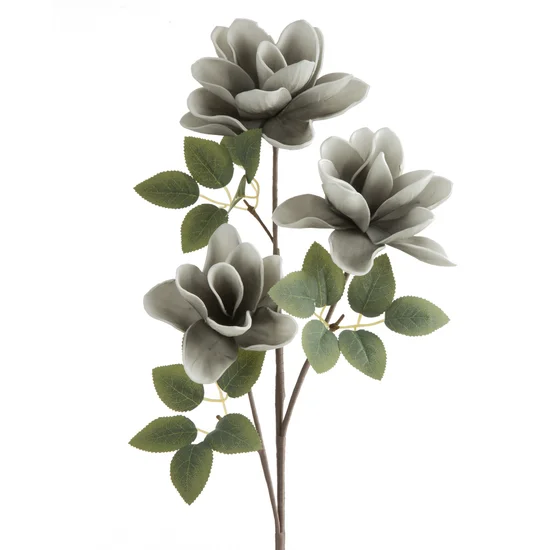 MAGNOLIA sztuczny kwiat dekoracyjny z plastycznej pianki foamirian - ∅ 14 x 68 cm - popielaty