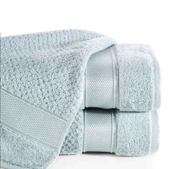 EUROFIRANY PREMIUM Ręcznik MILAN z puszystej bawełny frotte o ryżowej strukturze z błyszczącą bordiurą - 50 x 90 cm - jasnopopielaty
