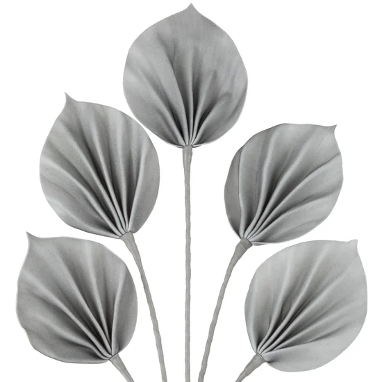 GAŁĄZKA OZDOBNA , liście z pianki dekoracyjnej - 76 cm - szary