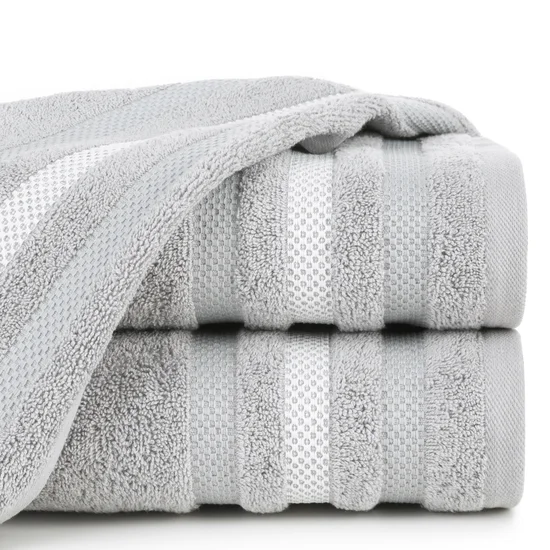 EUROFIRANY CLASSIC Ręcznik bawełniany GRACJA z ozdobną bordiurą w pasy - 30 x 50 cm - stalowy