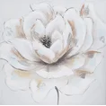 Obraz BLOSSOM 1 ręcznie malowany na płótnie kwiat z elementami brokatu i kryształkami - 60 x 60 cm - beżowy 1