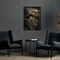 Obraz AURORA  abstrakcyjny ze złotym nadrukiem na czarnym tle - 53 x 73 cm - grafitowy 3
