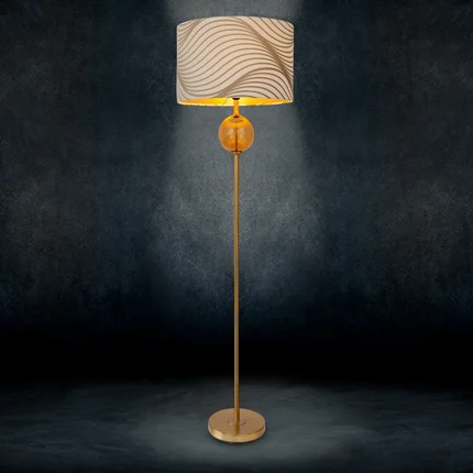 LIMITED COLLECTION Lampa stojąca BLANCA 3 z podstawą łączącą szkło i metal oraz welwetowy abażur LIMITED COLLECTION Lampa stojąca BLANCA 3 z podstawą łączącą szkło i metal oraz welwetowy abażur - ∅ 46 x 165 cm