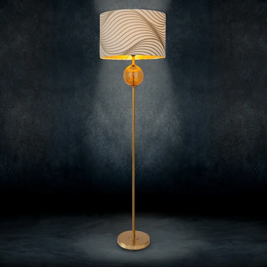 LIMITED COLLECTION Lampa stojąca BLANCA 3 z podstawą łączącą szkło i metal oraz welwetowy abażur - ∅ 46 x 165 cm - biały