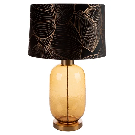 LIMITED COLLECTION Lampa stołowa VICTORIA 1 z podstawą łączącą szkło i metal oraz welwetowy abażur SIŁA ZŁOTA LIMITED COLLECTION Lampa stołowa VICTORIA 1 z podstawą łączącą szkło i metal oraz welwetowy abażur SIŁA ZŁOTA - ∅ 40 x 69 cm