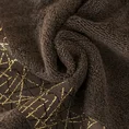Ręcznik bawełniany NIKA 70x140 cm z żakardową bordiurą z geometrycznym wzorem podkreślonym złotą nicią, brązowy - 70 x 140 cm - brązowy 5