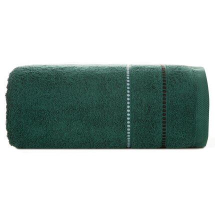 Ręcznik SUZI bawełniany z kontrastującymi stebnowanymi paseczkami 50 x 90 cm ciemnozielony