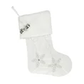 Skarpeta świąteczna ANGEL z haftem ze śnieżynkami i dzwoneczkami - 50 cm - biały 1