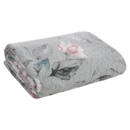 DESIGN 91 Narzuta FLOWER 2 z nadrukiem malowanych pędzlem róż DESIGN 91 Narzuta FLOWER 2 z nadrukiem malowanych pędzlem róż - 200 x 220 cm