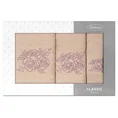 Zestaw upominkowy ROSALIA 3 szt ręczników z haftem z motywem róż w kartonowym opakowaniu na prezent - 56 x 36 x 7 cm - pudrowy róż 2