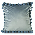 Poszewka welwetowa z pomponami i kryształkami - 45 x 45 cm - niebieski 1