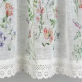 Zazdrostka z etaminy z nadrukiem letnich kwiatów polnych i bawełnianą koronką - 150 x 30 cm - biały 3
