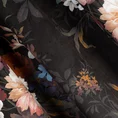 Zasłona KAREN z miękkiego welwetu zdobiona kwiatowym nadrukiem - 140 x 270 cm - czarny 11