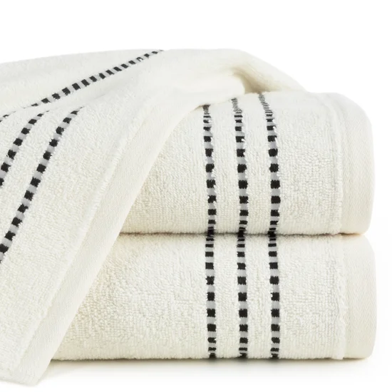 Ręcznik bawełniany FIORE z ozdobnym stebnowaniem - 70 x 140 cm - kremowy