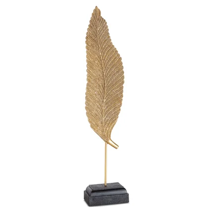 Liść - figurka dekoracyjna ELDO o drobnym strukturalnym wzorze, złota Liść - figurka dekoracyjna ELDO o drobnym strukturalnym wzorze, złota - 12 x 8 x 55 cm