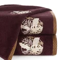 Ręcznik  PALMS bawełniany z haftowaną bordiurą w egzotyczne liście - 70 x 140 cm - bordowy 1