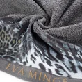EWA MINGE Ręcznik AGNESE  z bordiurą zdobioną designerskim nadrukiem z motywem zwierzęcym - 50 x 90 cm - stalowy 5