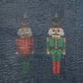 Koc świąteczny PETER miękki i puszysty z włókien bawełniano-akrylowych z motywem kraty i dziadka do orzechów - 200 x 220 cm - granatowy 3