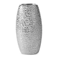 Wazon ceramiczny RISO z drobnym błyszczącym wzorem - 13 x 9 x 25 cm - srebrny 2